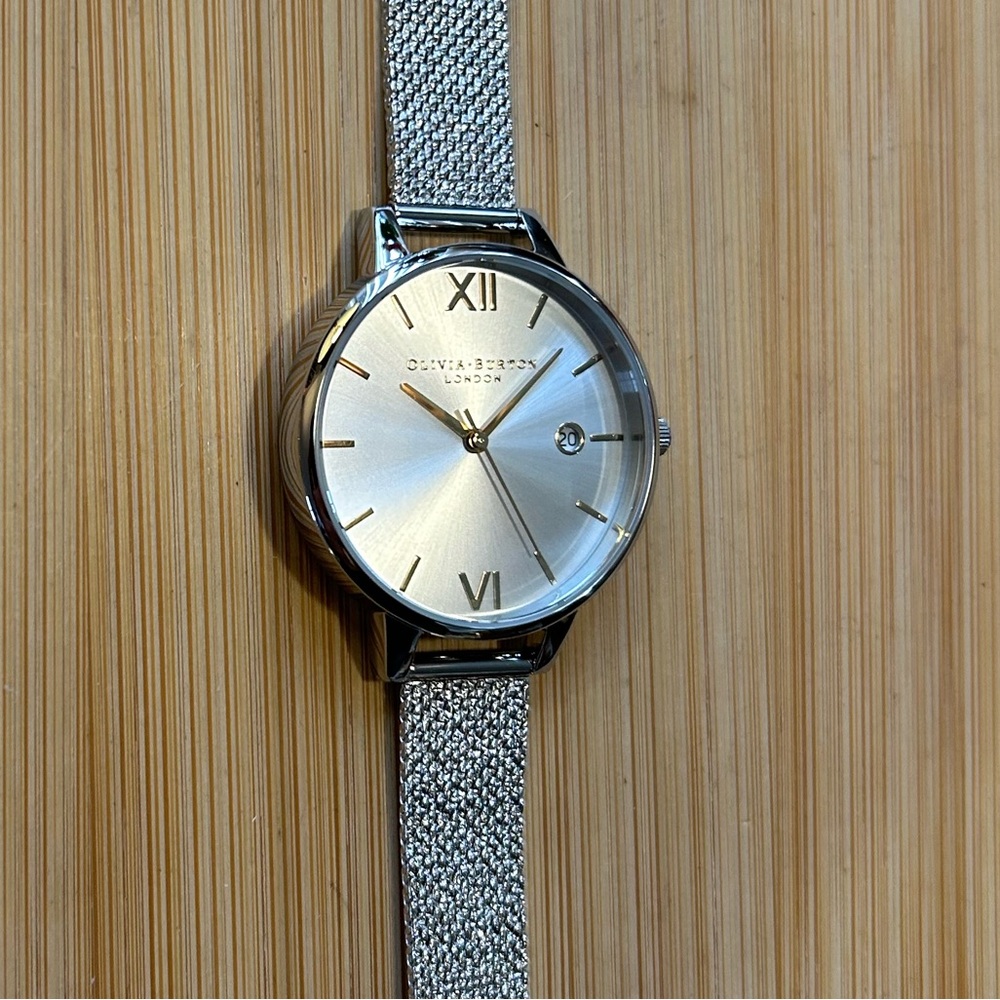 Olivia Watch With 34mm Silver SunRay Face With Silver MeshBracelet - Picture 8 of 9